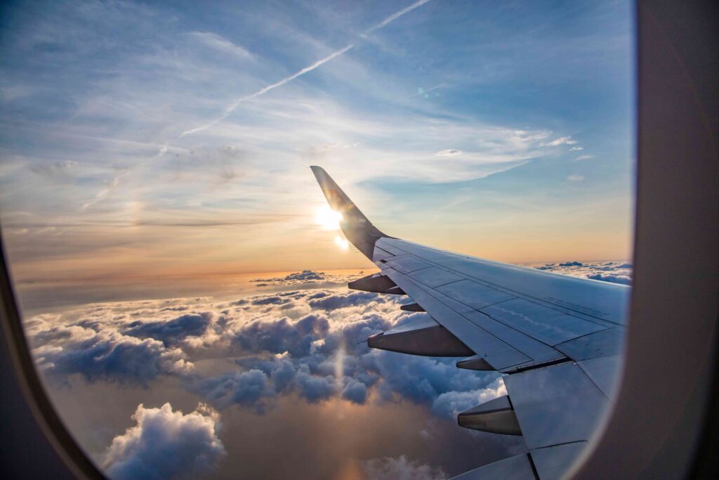 The view outside a plane window