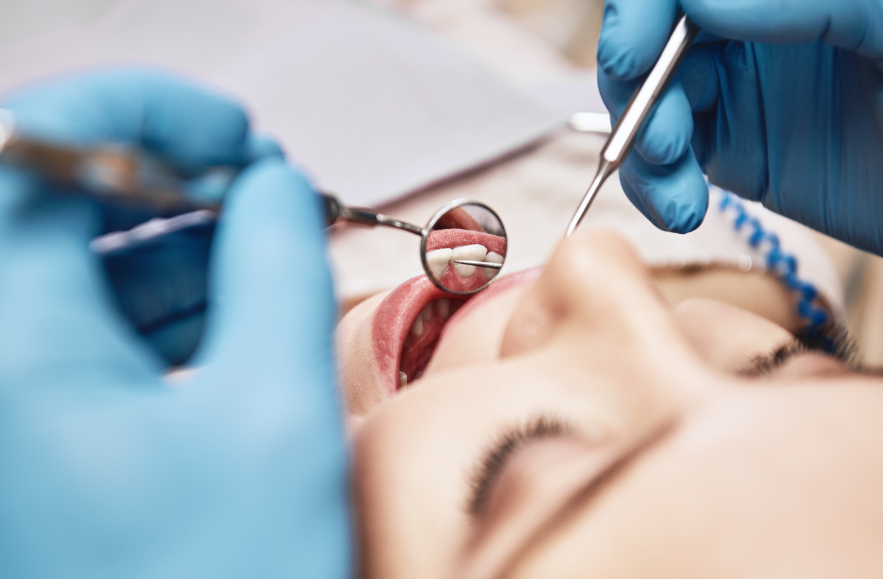Patient undergoing dental exam